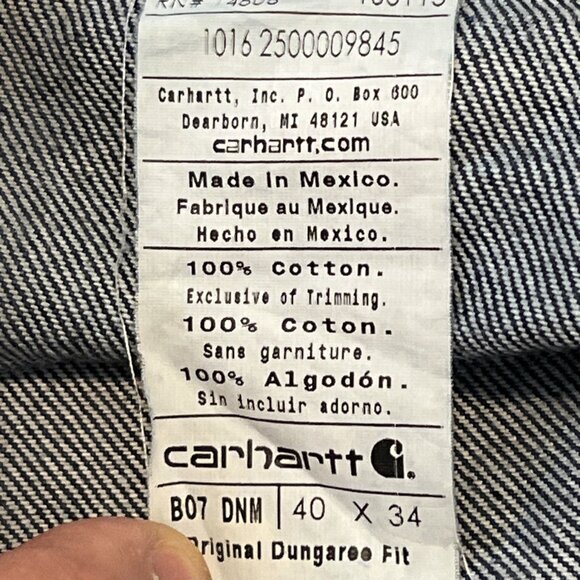 Men's Carhartt Double Knee Logger Jeans SZ 40x34 Blue B07 DNM Suspender Buttons - Picture 11 of 11